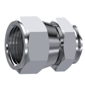 Lasfitting 37° JIC vrouwelijk swivel met guide (dubbele hexagon)