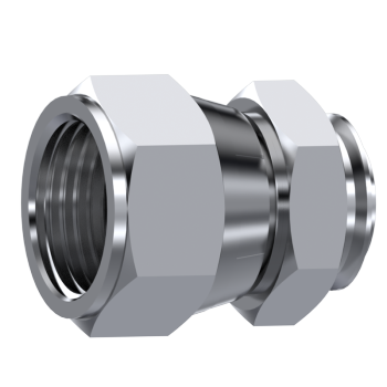 Lasfitting 37° JIC vrouwelijk swivel met guide (dubbele hexagon)