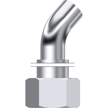Lasfitting 45° bocht metrisch vrouwelijk swivel (met o-ring)
