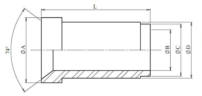 Lasfitting 37° JIC lasnippel met guide - Afbeelding 2